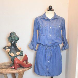 Levi's Denim Blue Jean Button Front Shirt Dress